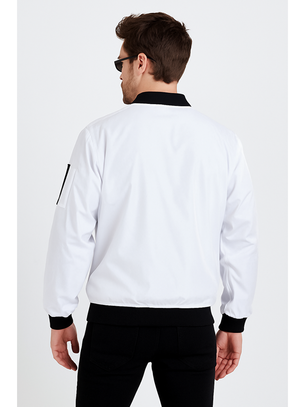 Erkek Fermuarlı Beyaz Kolej Ceket-2