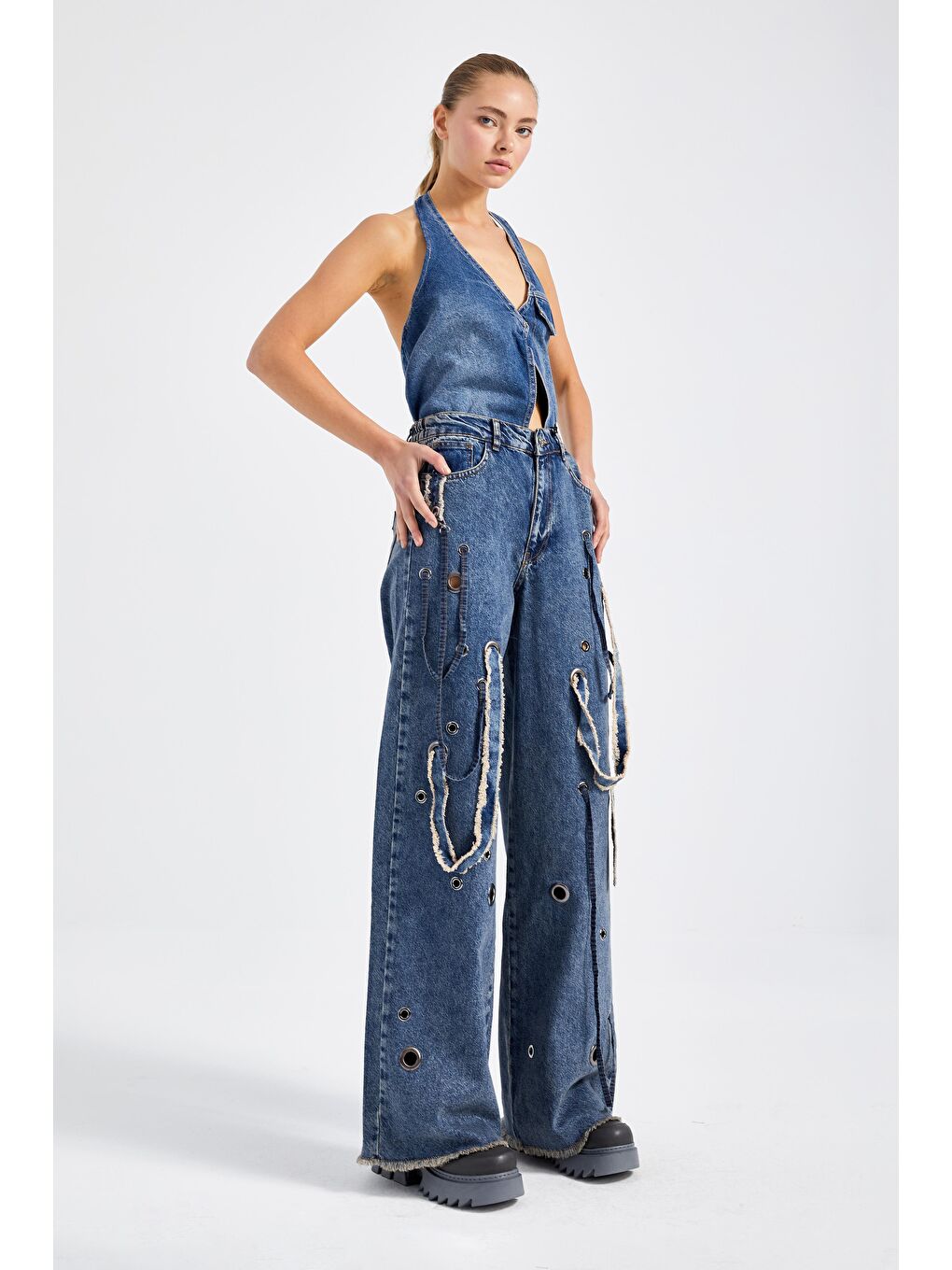 it's basic Mavi Kadın Rengi Özel Tasarım Wide Leg Fit Denim Pantolon - 1