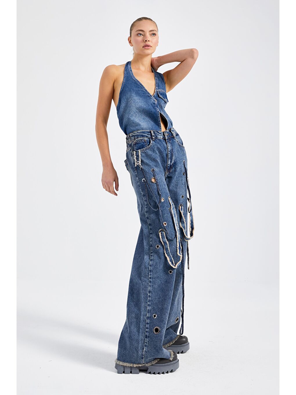 it's basic Mavi Kadın Rengi Özel Tasarım Wide Leg Fit Denim Pantolon - 2