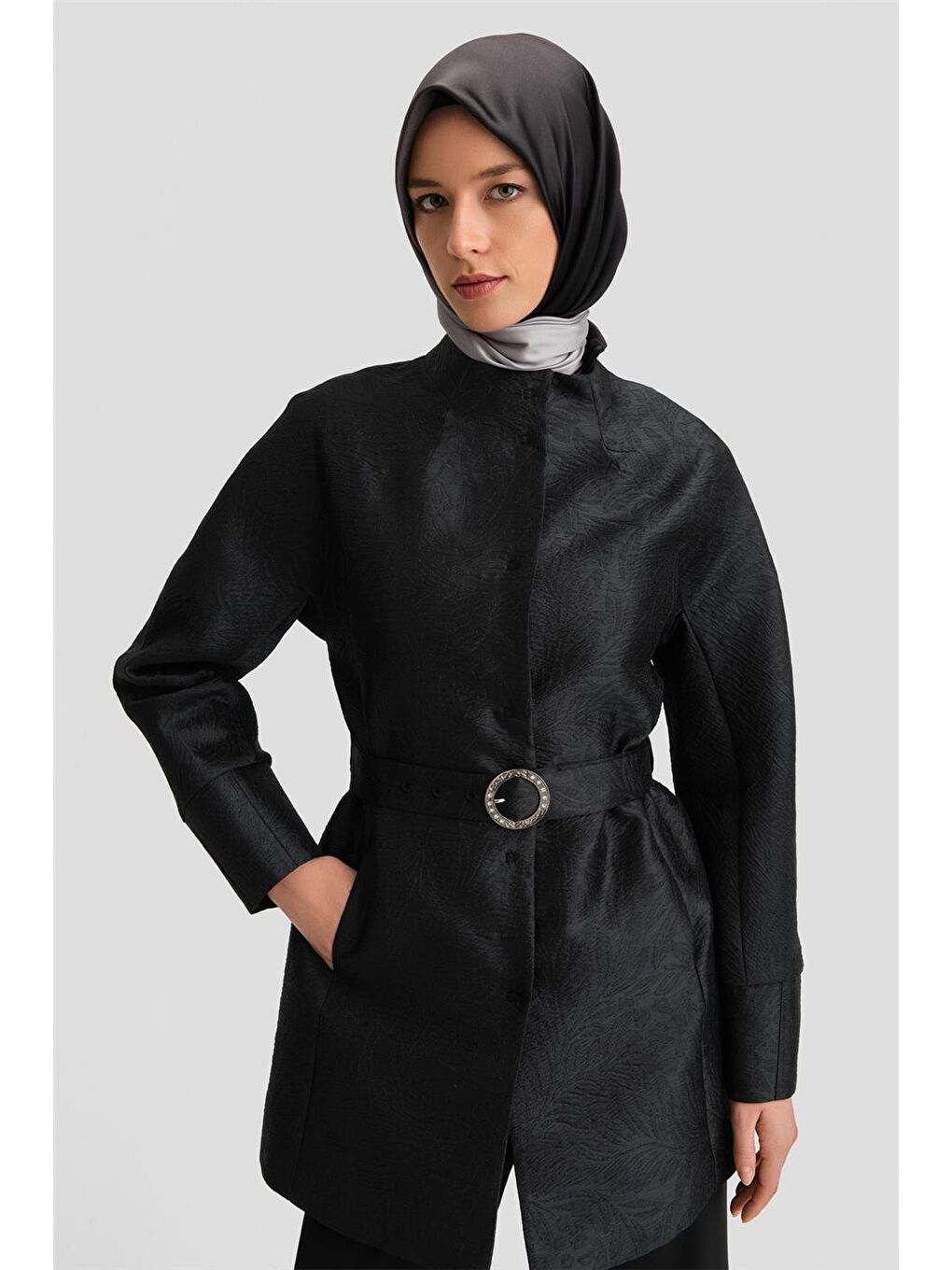 ARMİNE Taşlı Tokalı Jakar Kap 24K7505 Siyah - 2