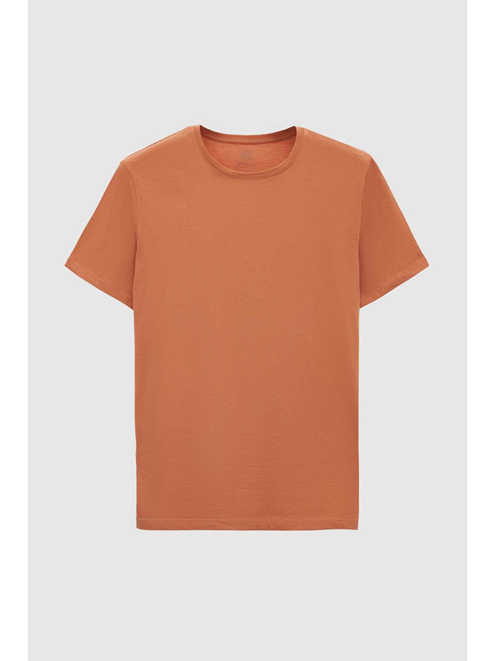 Kahverengi Slim Fit Tarçın Bisiklet Yaka %100 Pamuklu Nefes Alabilen Tişört-4