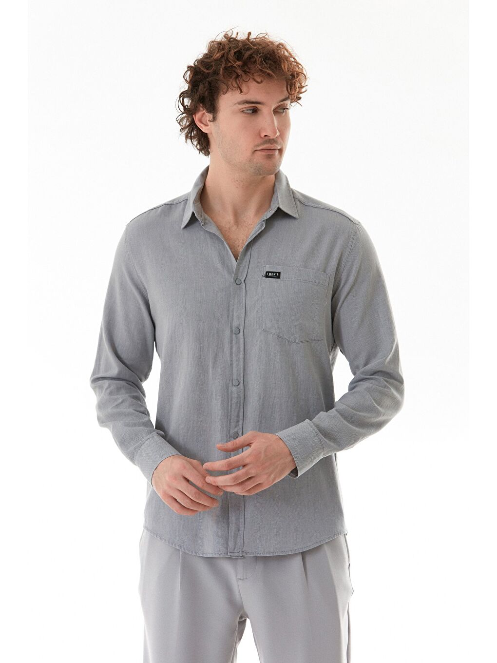 Gri Armalı Çıtçıtlı Cepli Gömlek-2