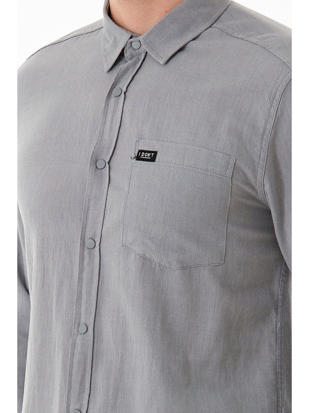 Gri Armalı Çıtçıtlı Cepli Gömlek-4