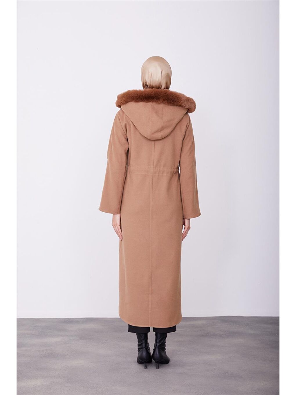 Kahverengi Seyyar Kürklü Kaban 23K7226 Camel-4