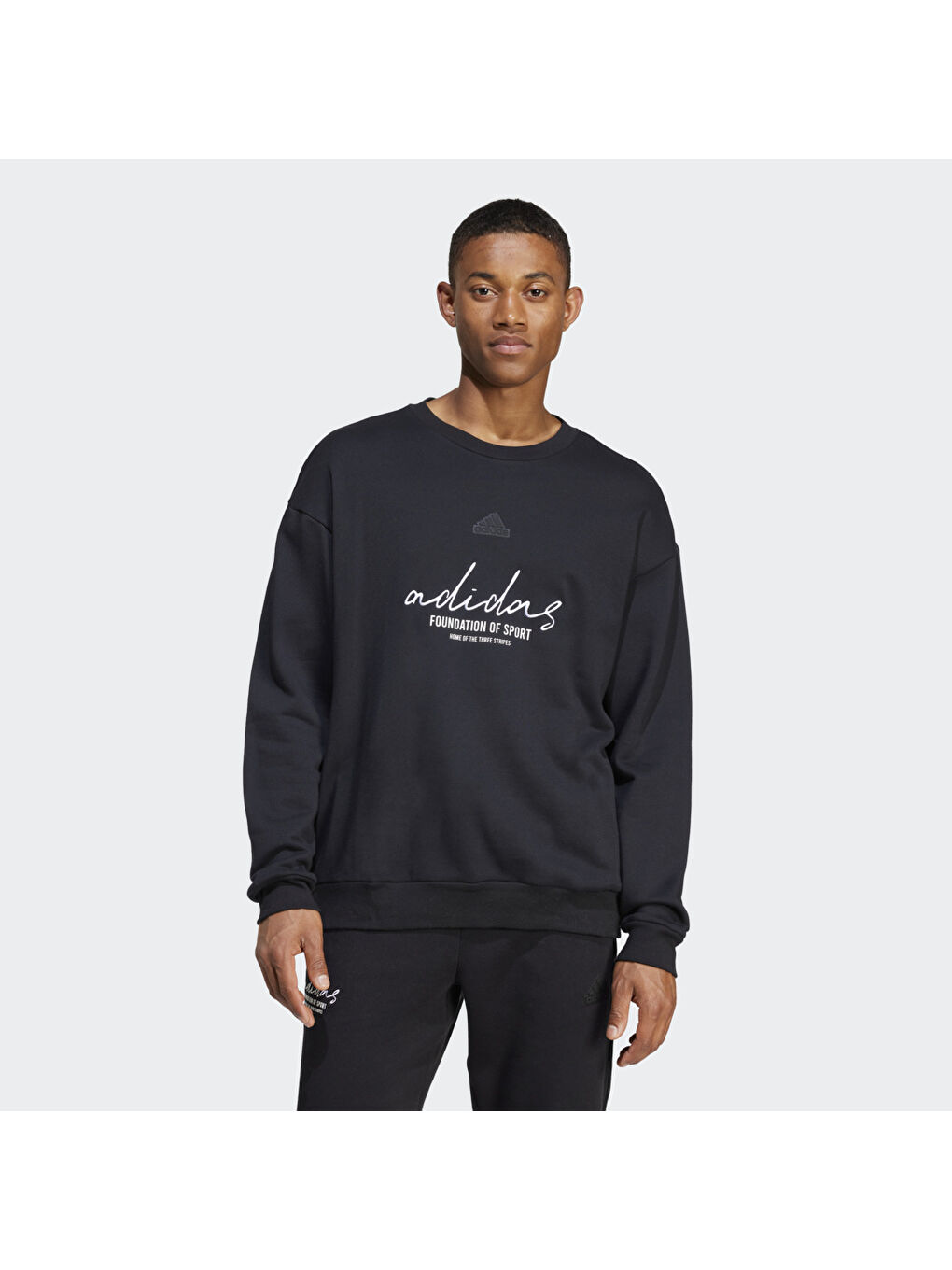 Adidas Siyah Bl Ft Crew Q3 Erkek Siyah Yuvarlak Yaka Sweatshirt