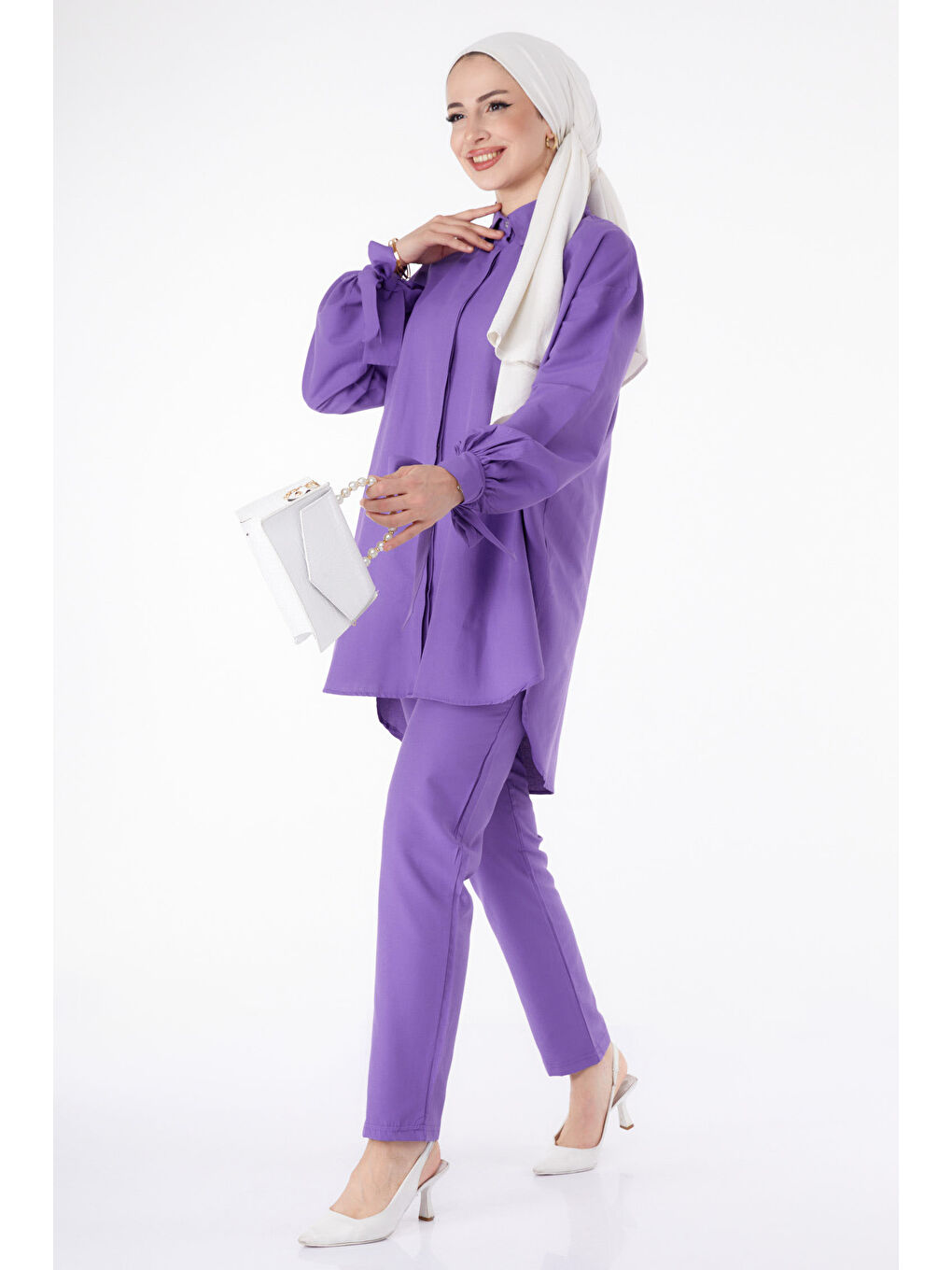 Kol Detaylı İkili Takım Lila - 27085