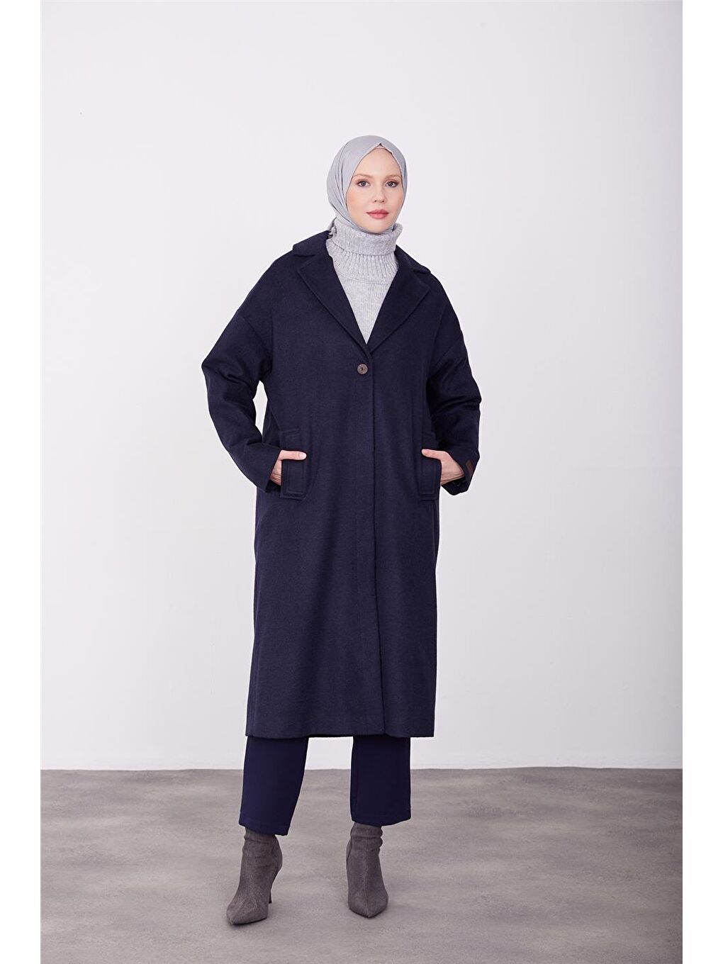 Tek Düğmeli Kaban 23K7202 Lacivert-1