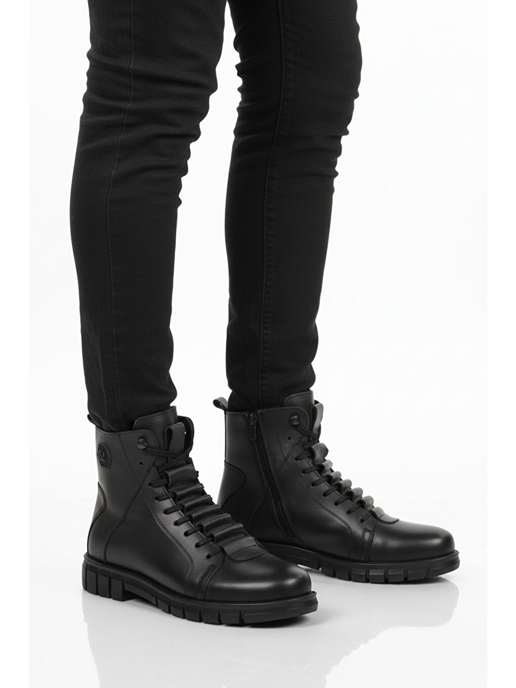 Siyah Deri Kürkü Soğuğa Dirençli Kaymaz Erkek Bot 2K8518 M