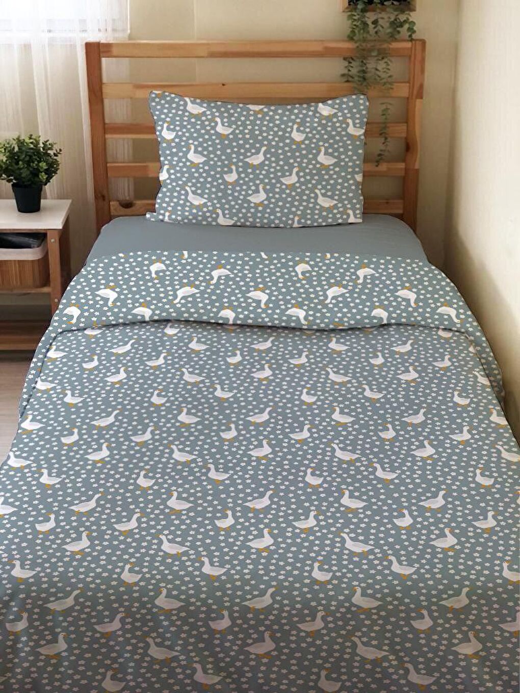 Karışık Çift Taraflı Hayvan Desenli Çarşafsız 2'li Takım Baskılı Tek Kişilik Nevresim Takımı 160x220 Cm