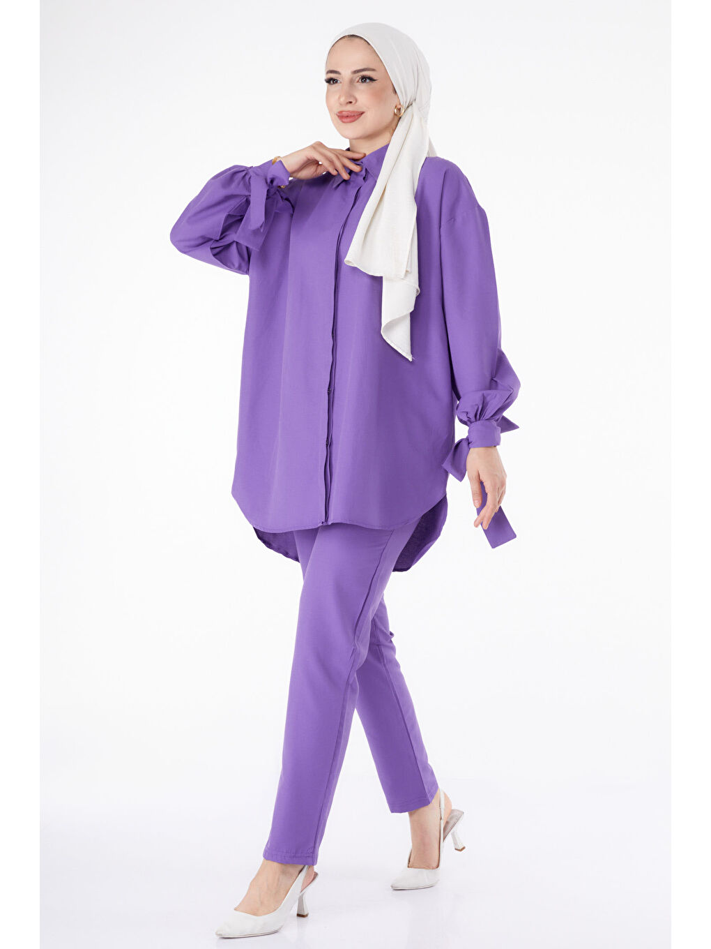 Kol Detaylı İkili Takım Lila - 27085-1