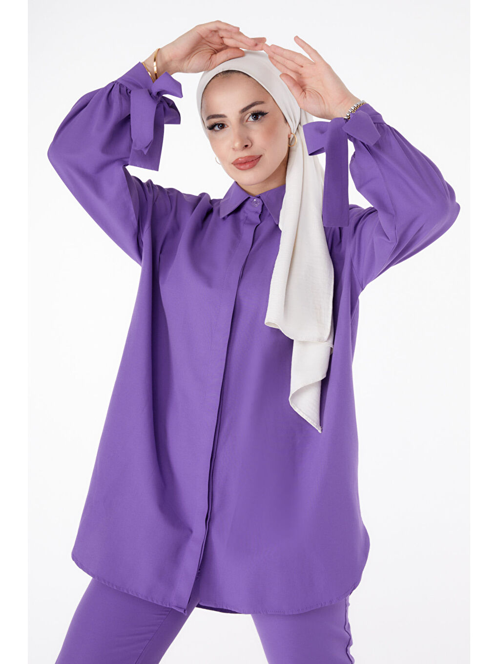 Kol Detaylı İkili Takım Lila - 27085-2