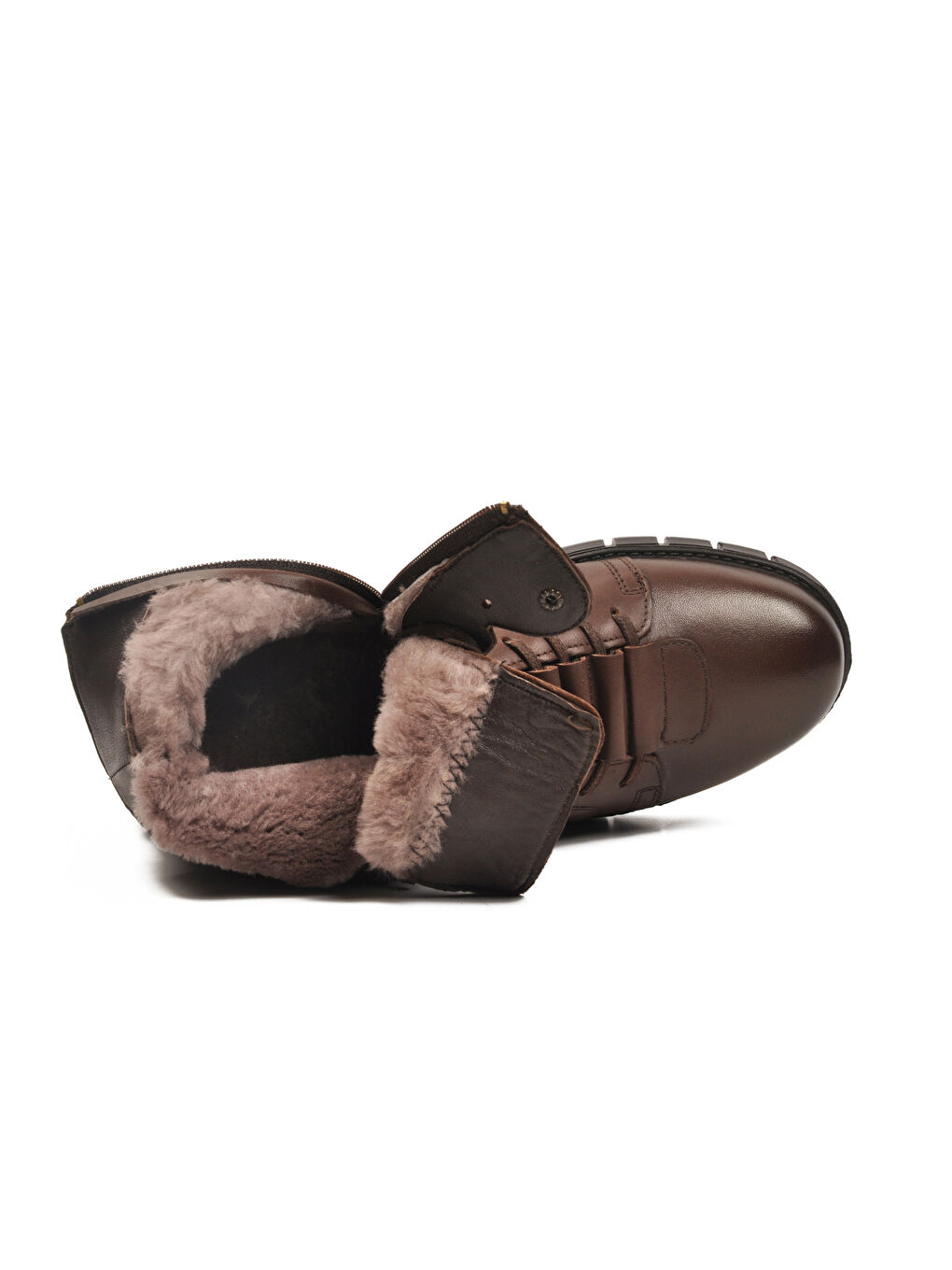 Kahverengi Kahve Deri Kürkü Soğuğa Dirençli Kaymaz Erkek Bot 2K8518 M-3