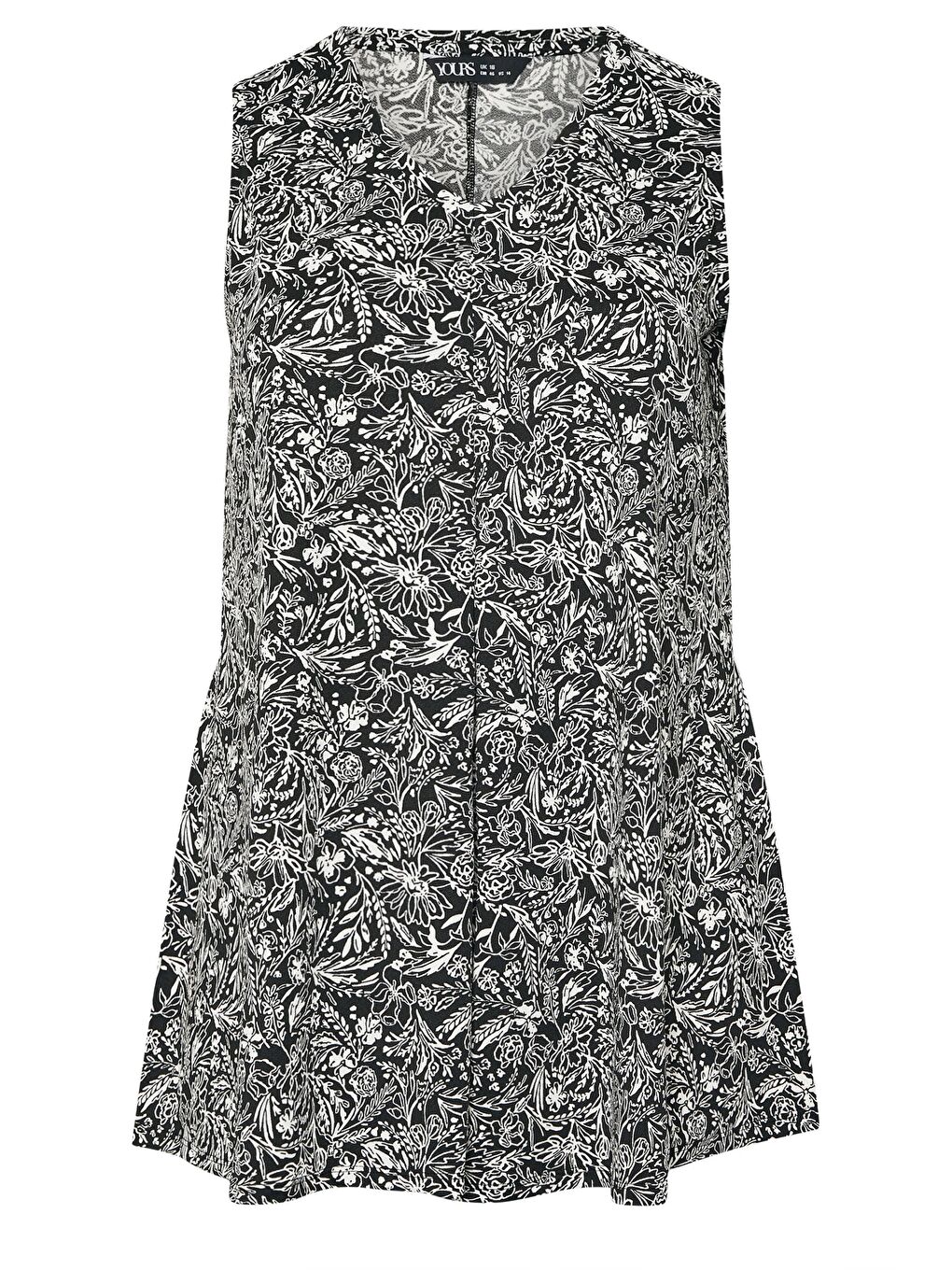 Siyah Büyük Beden Sıfır Kol V Yaka Çiçek Desenli Eteği Bollaşan Bluz 322683-4