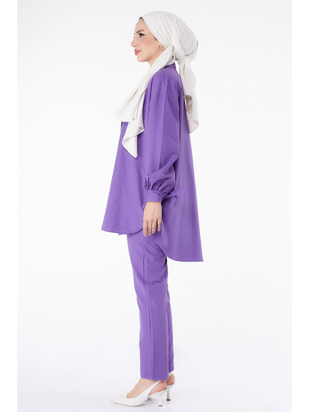 Kol Detaylı İkili Takım Lila - 27085-3