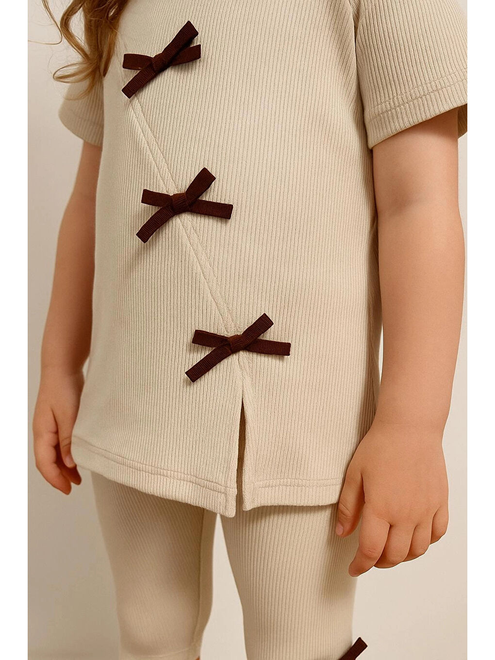 Bej Fiyonklu Kaşkorse Kız Bebek Takım 50363-1