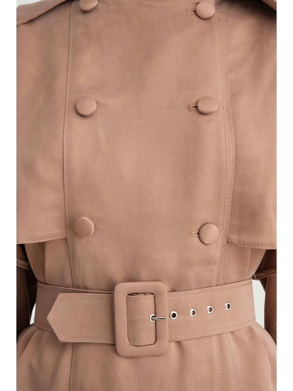 Kahverengi Çift Düğmeli Trençkot 24Y8701 Camel-4