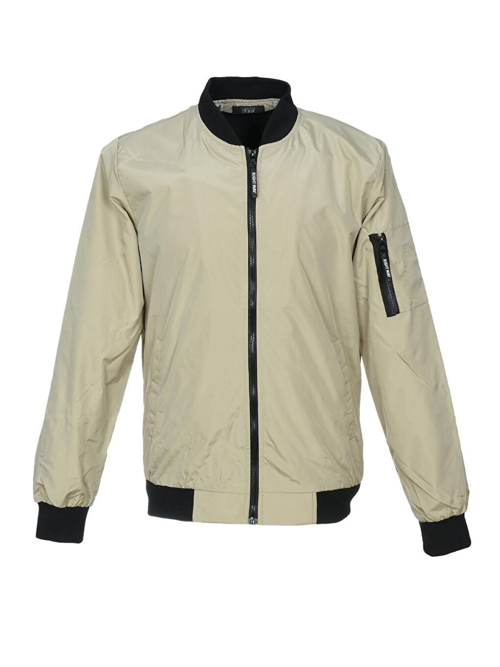 Bej Erkek Fermuarlı Taş Kolej Ceket-2