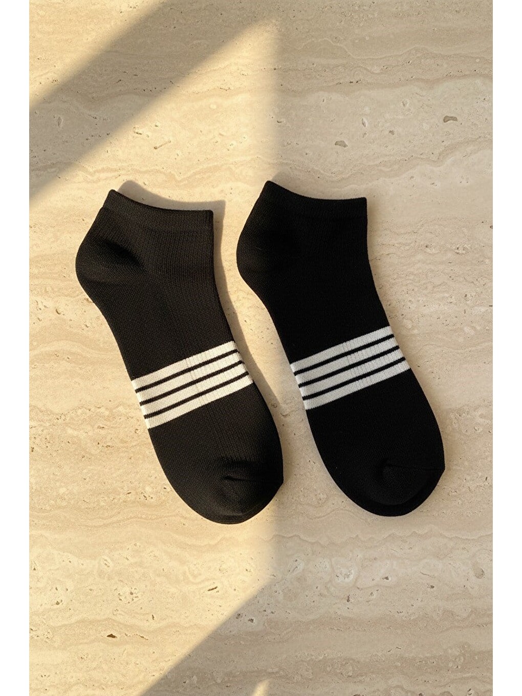 Erkek Şeritli Step Çorap Siyah-2