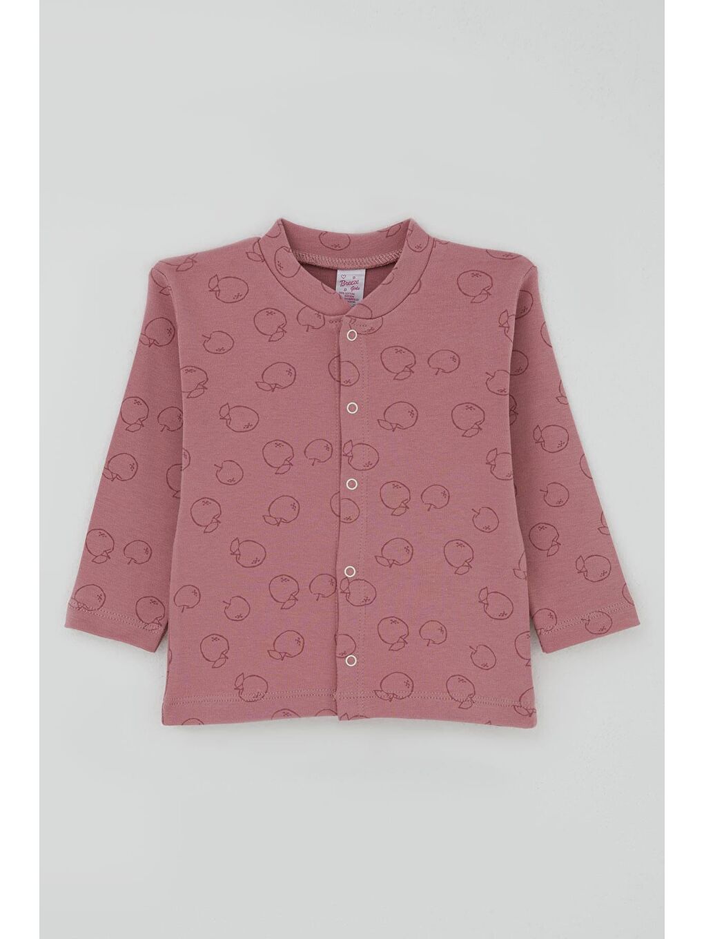 Pembe Kız Bebek Pijama Takımı Elma Bahçesi Önden Çıtçıtlı Gülkurusu (4 Ay-1 Yaş)-1