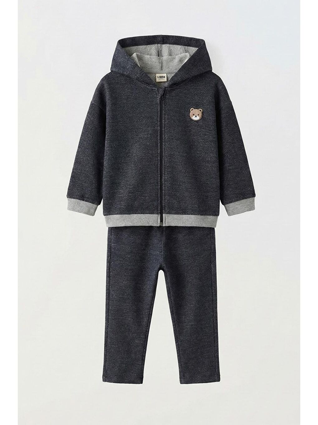 Lacivert Erkek Çocuk Hamster Nakışlı 3 İplik Jean Görünümlü Alt Üst Takım