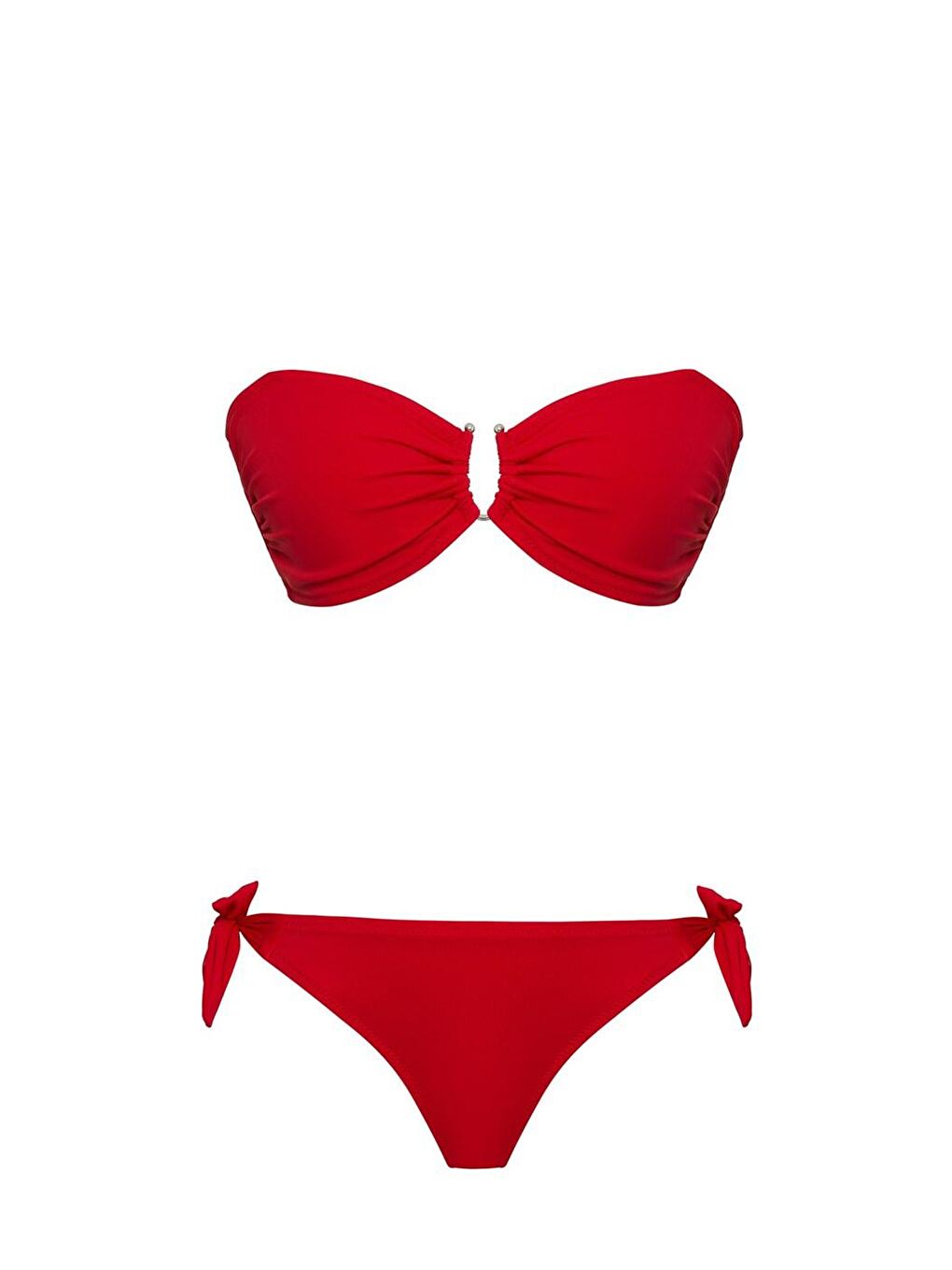 Kırmızı Aksesuarlı Straplez Bikini Takım Slr 442-1