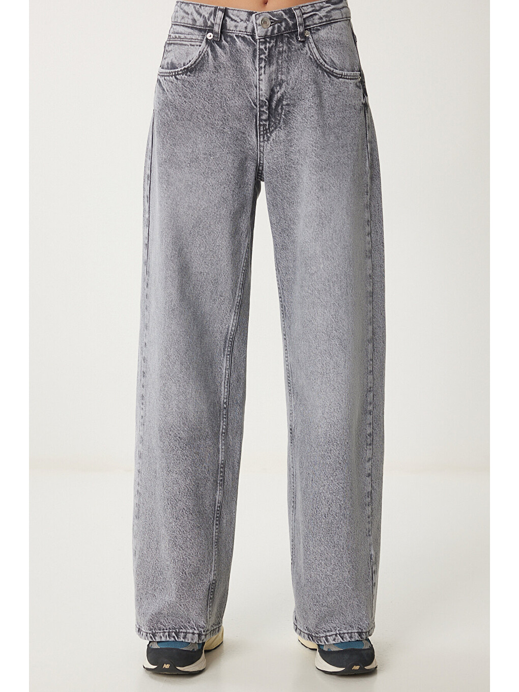 Gri Yıkamalı Geniş Paça Jean GRİ LUS0098-4