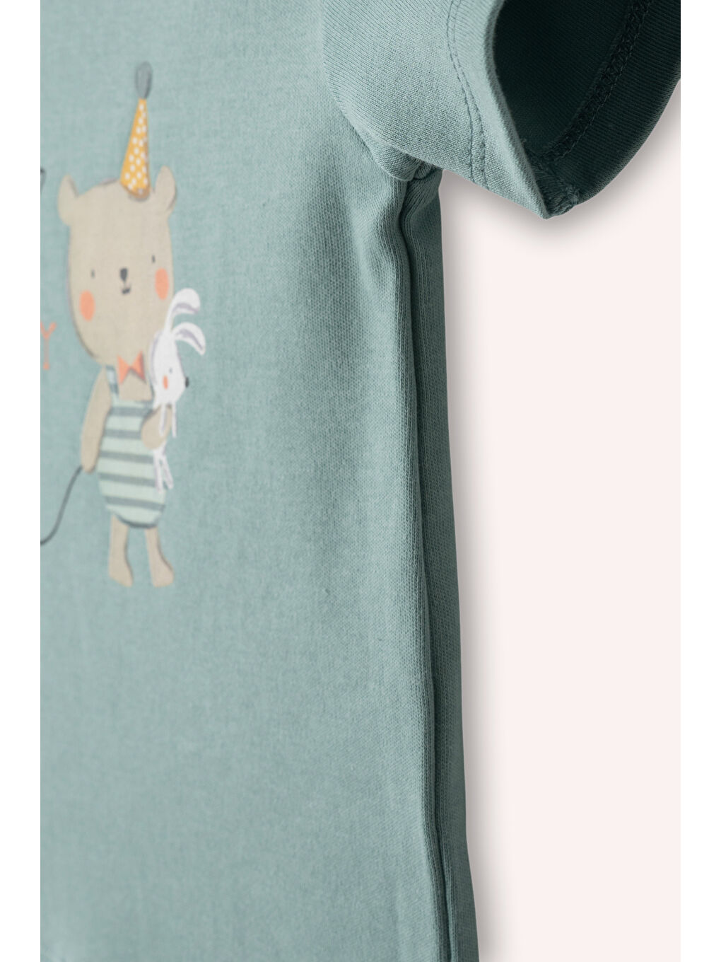 Yeşil Yenidoğan Baskı Detaylı Müslin Şortlu Mint 2'li Takım-2