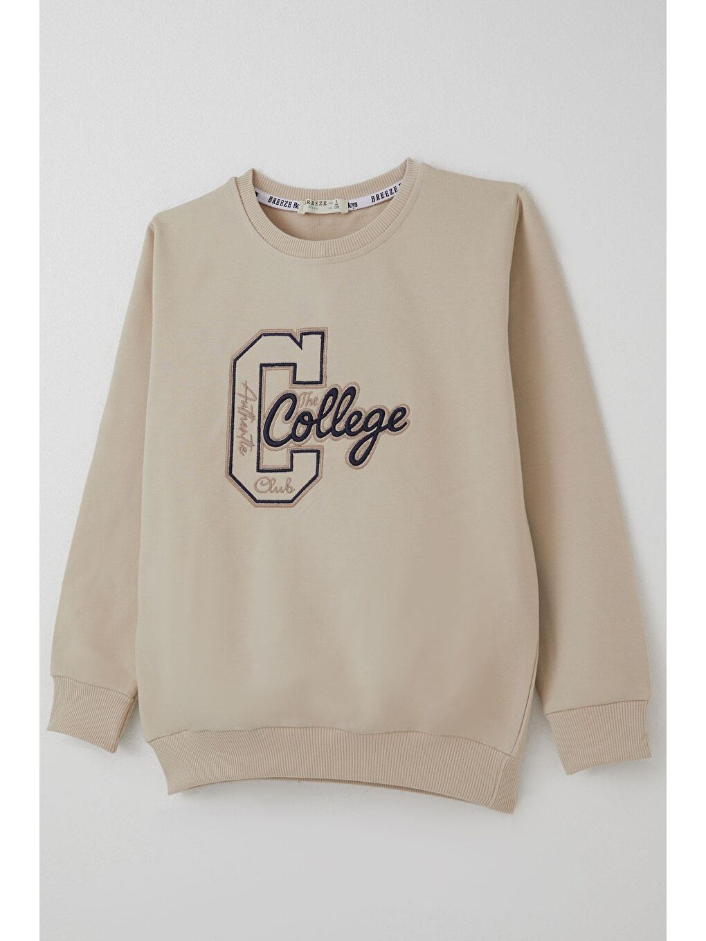 Erkek Çocuk Eşofman Takımı Kolej Rüzgarı Yazı Nakışlı Bej (5-10 Yaş)-5