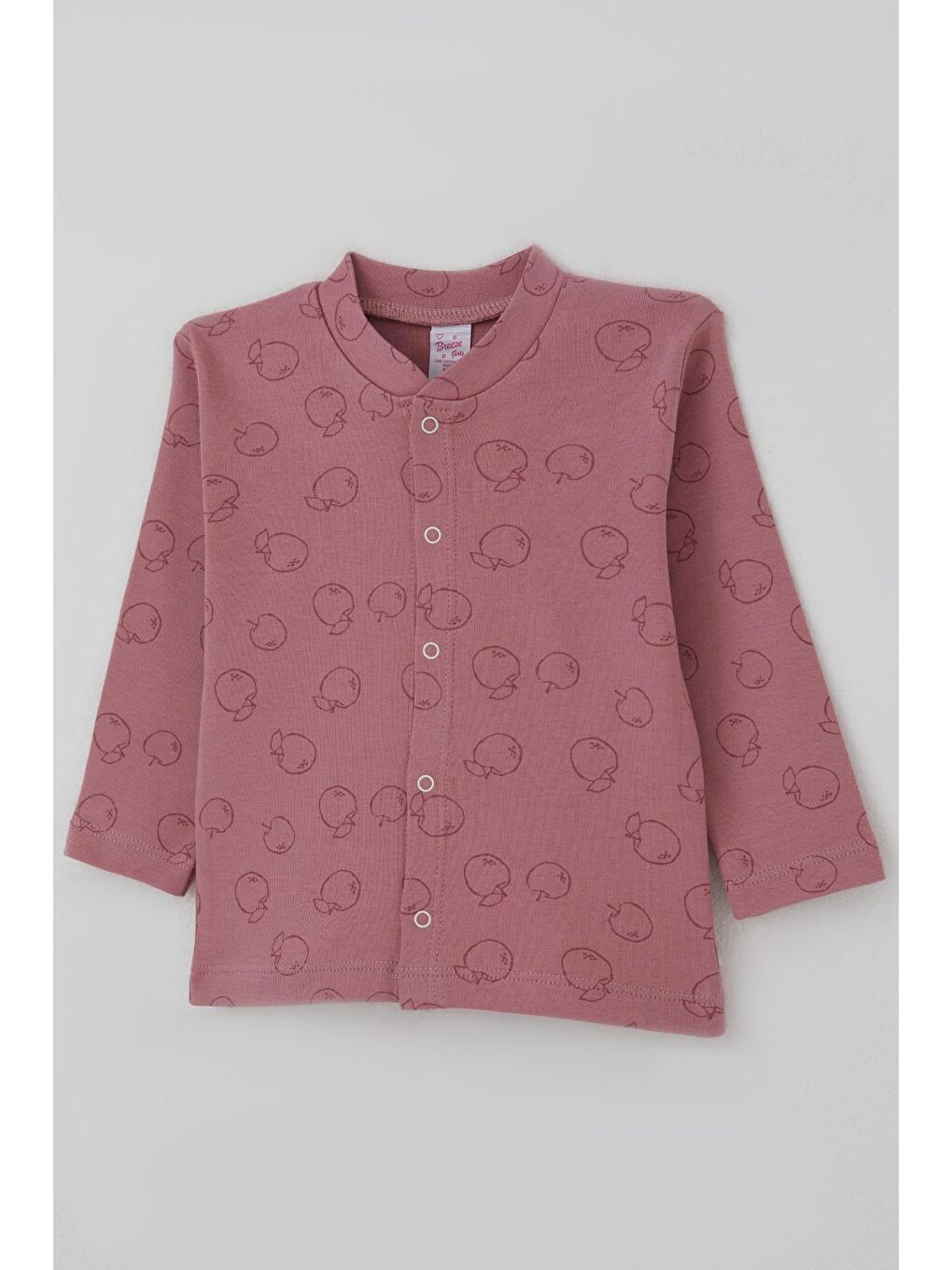 Pembe Kız Bebek Pijama Takımı Elma Bahçesi Önden Çıtçıtlı Gülkurusu (4 Ay-1 Yaş)-5