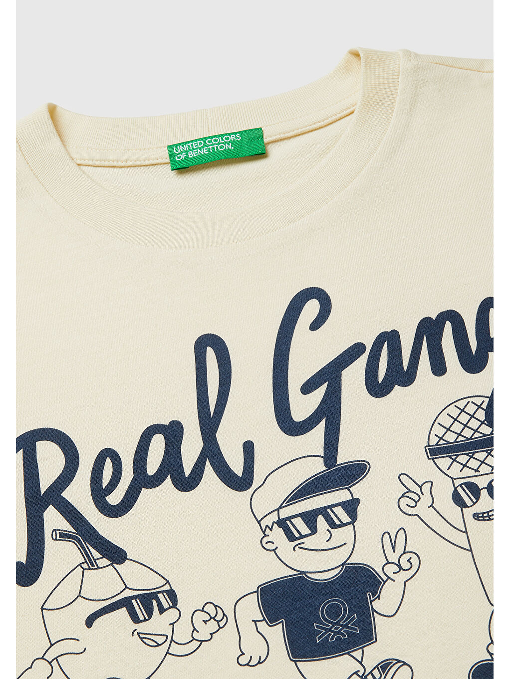 Ekru Erkek Çocuk Krem Tema Baskılı Rahat Kalıp Bisiklet Yaka T-Shirt-2