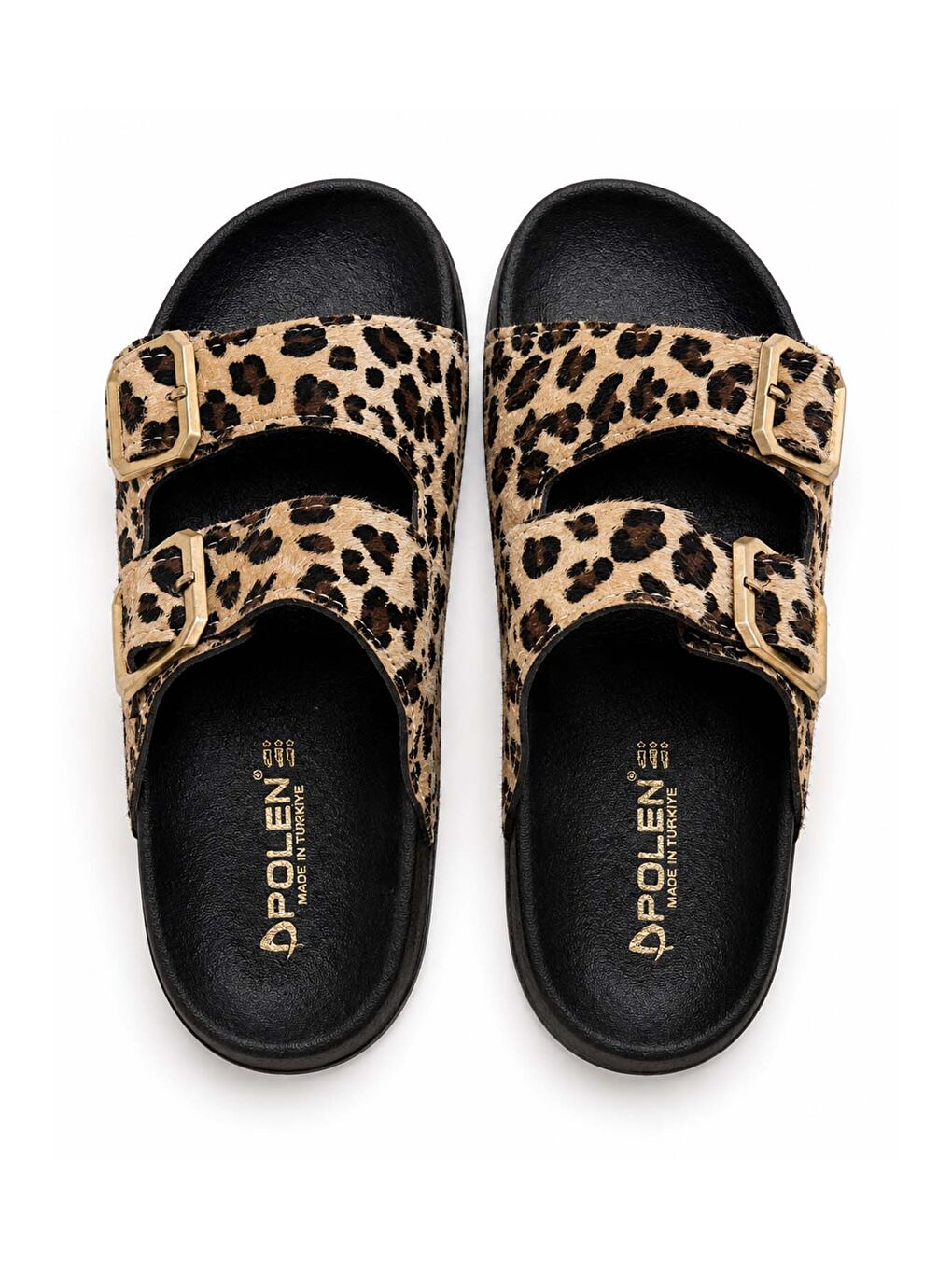 Kahverengi Gold Toka Detay Leopar Kadın Terlik 1007-Z007 Camel-1