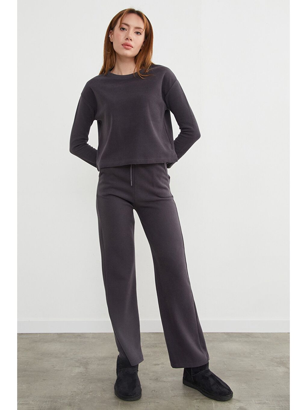 Gri Basic Bisiklet Yaka 2 Li Takım-3