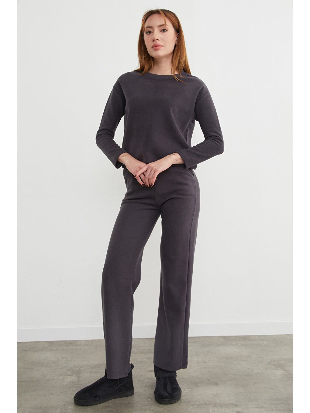 Gri Basic Bisiklet Yaka 2 Li Takım-4