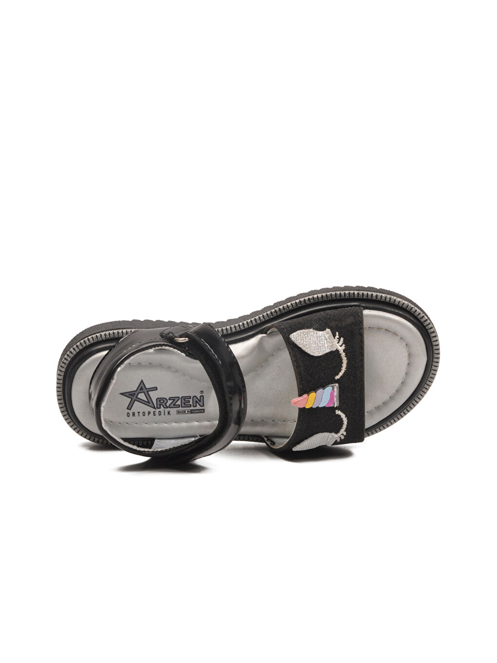 Siyah Simli Cırtlı Ortopedik Kız Çocuk Sandalet 25T105 P-3