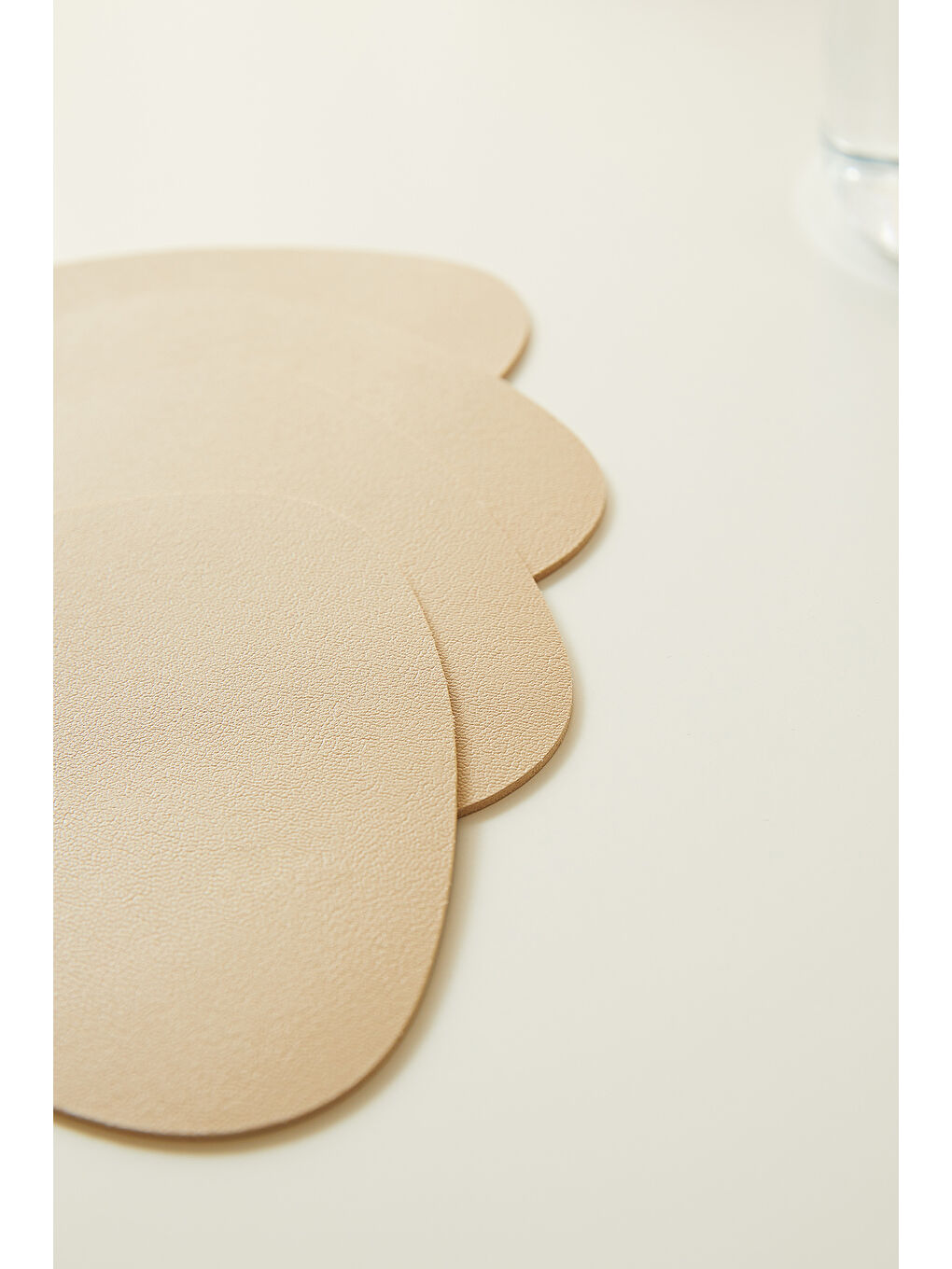 6'lı Bej/Taş Renk Suni Deri Bardak Altlığı 13 x 11.5 cm-3