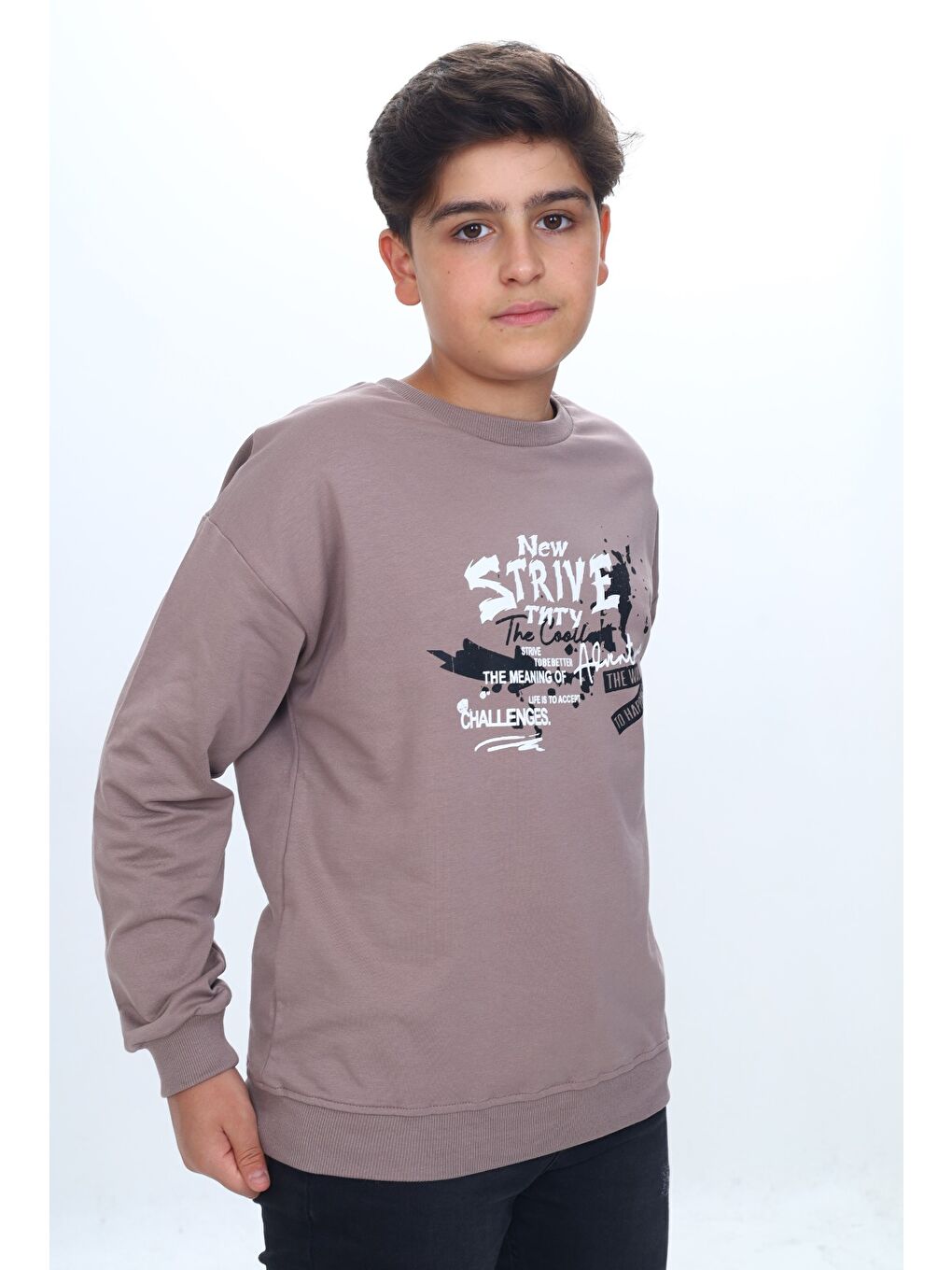 Kahverengi Erkek Çocuk New Strıve Baskılı Sweatshirt-3
