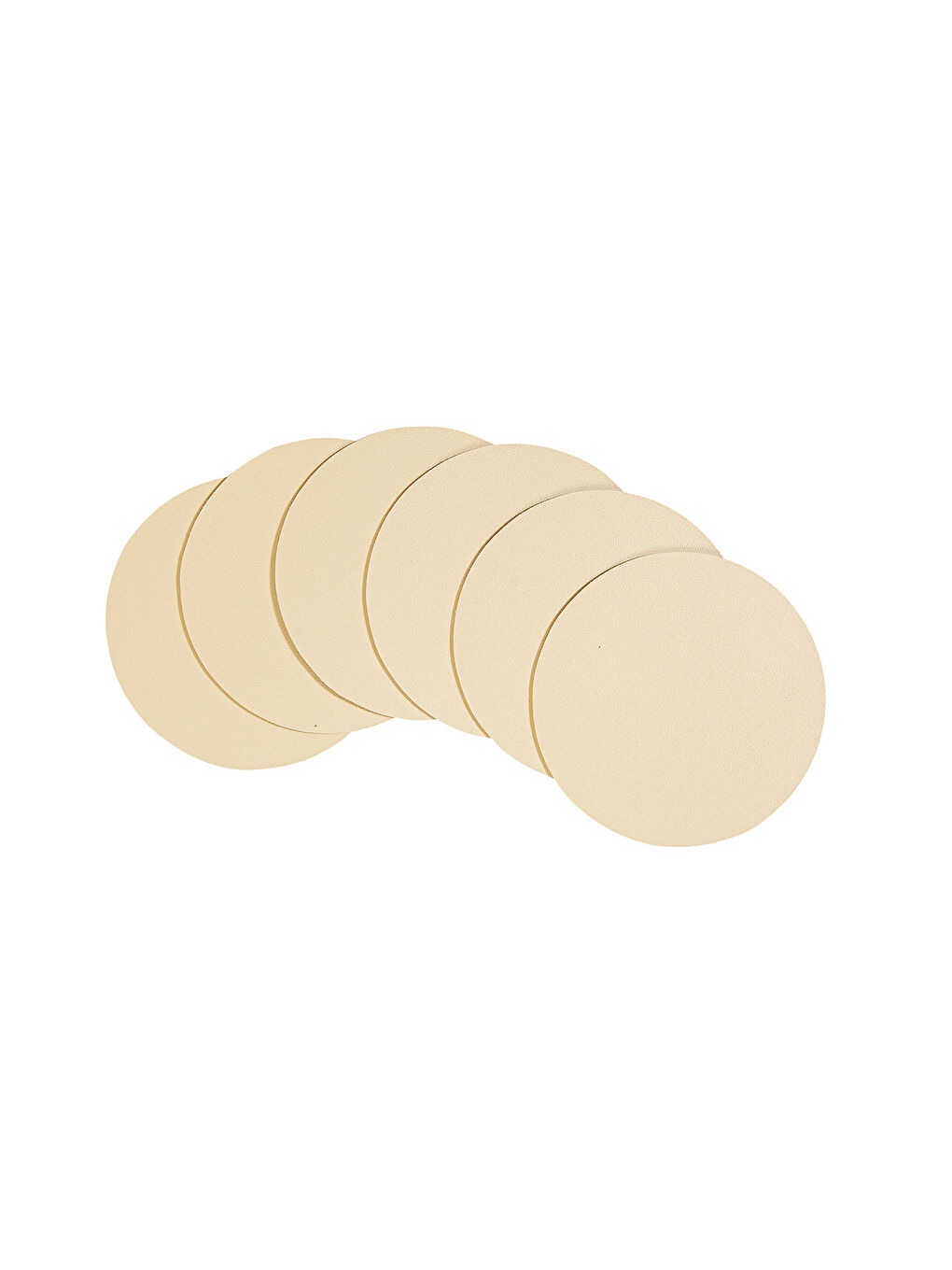 6'lı Bej/Taş Renk Suni Deri Bardak Altlığı Ø 10 cm-5