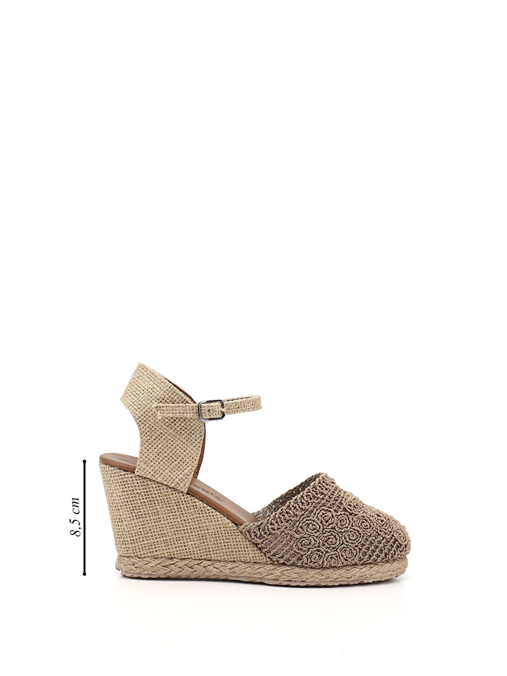 Bej Kadın BEJ-VİZON Hasır Örgü Dolgu Topuklu Sandalet-1