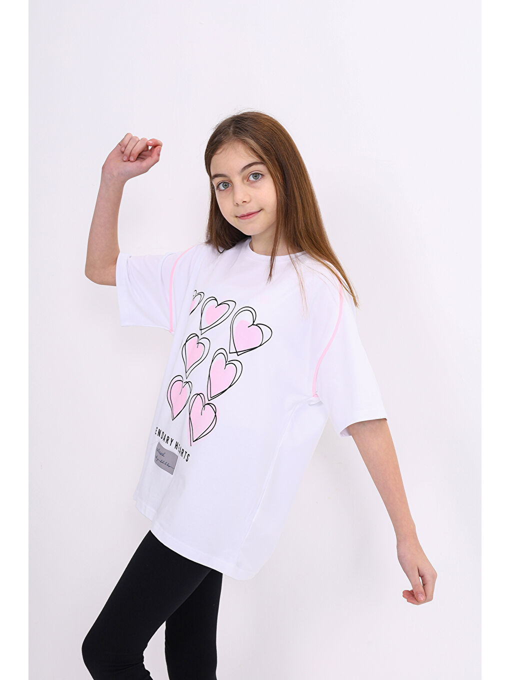 Beyaz Kız Çocuk Baskılı Tişört-1