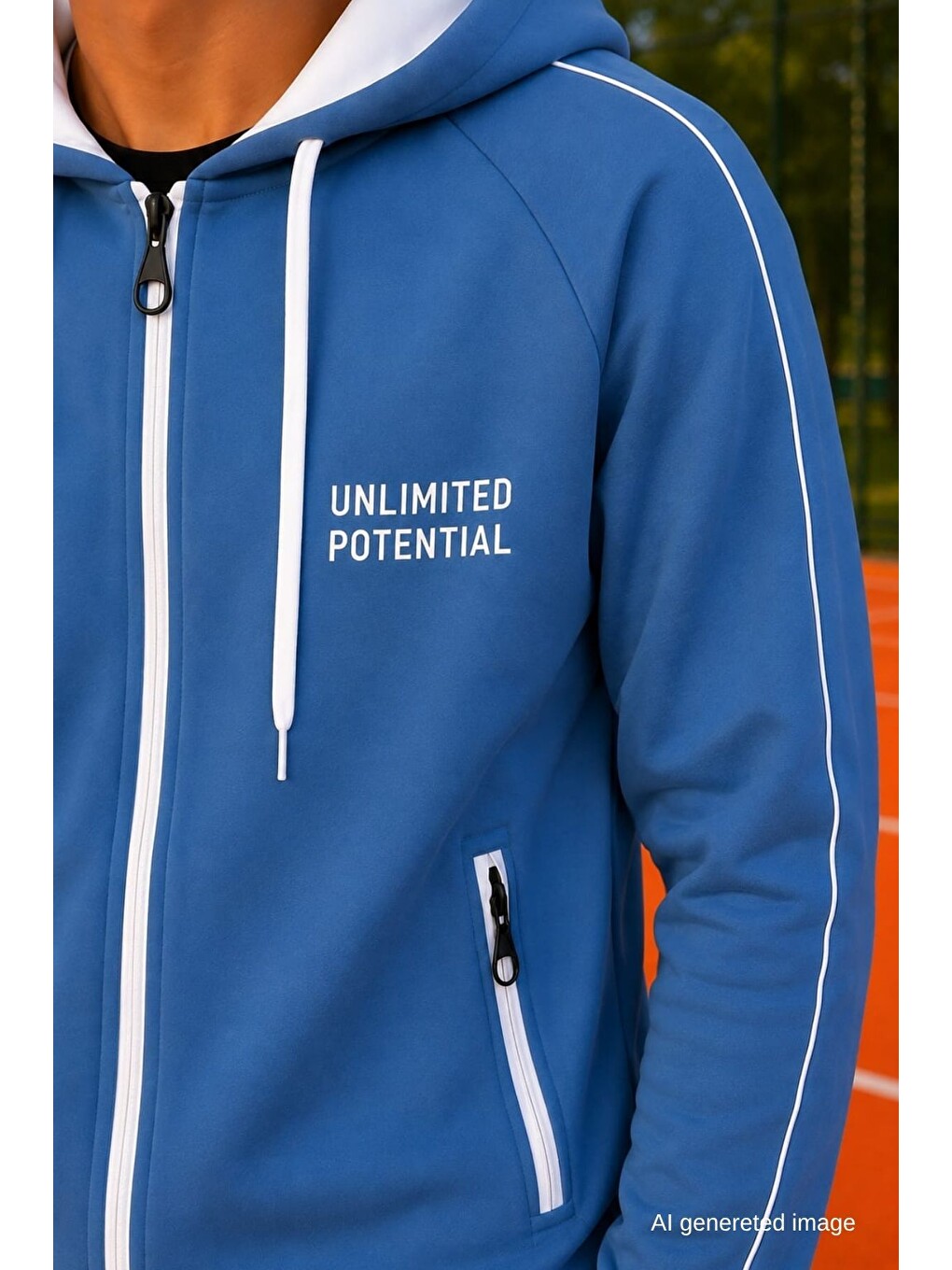 İndigo Erkek Çocuk Scuba Unlimited Çift Şeritli Kapüşonlu Reglan Kol Dalgıç Kumaş Eşofman Takımı Esf7024-6