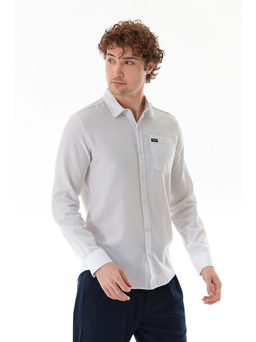 Beyaz Armalı Çıtçıtlı Cepli Gömlek-2