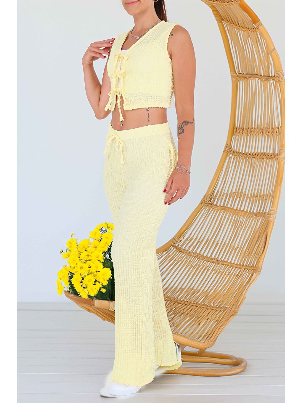 Sarı Önü Bağlamalı Takım Sari - 27537-2