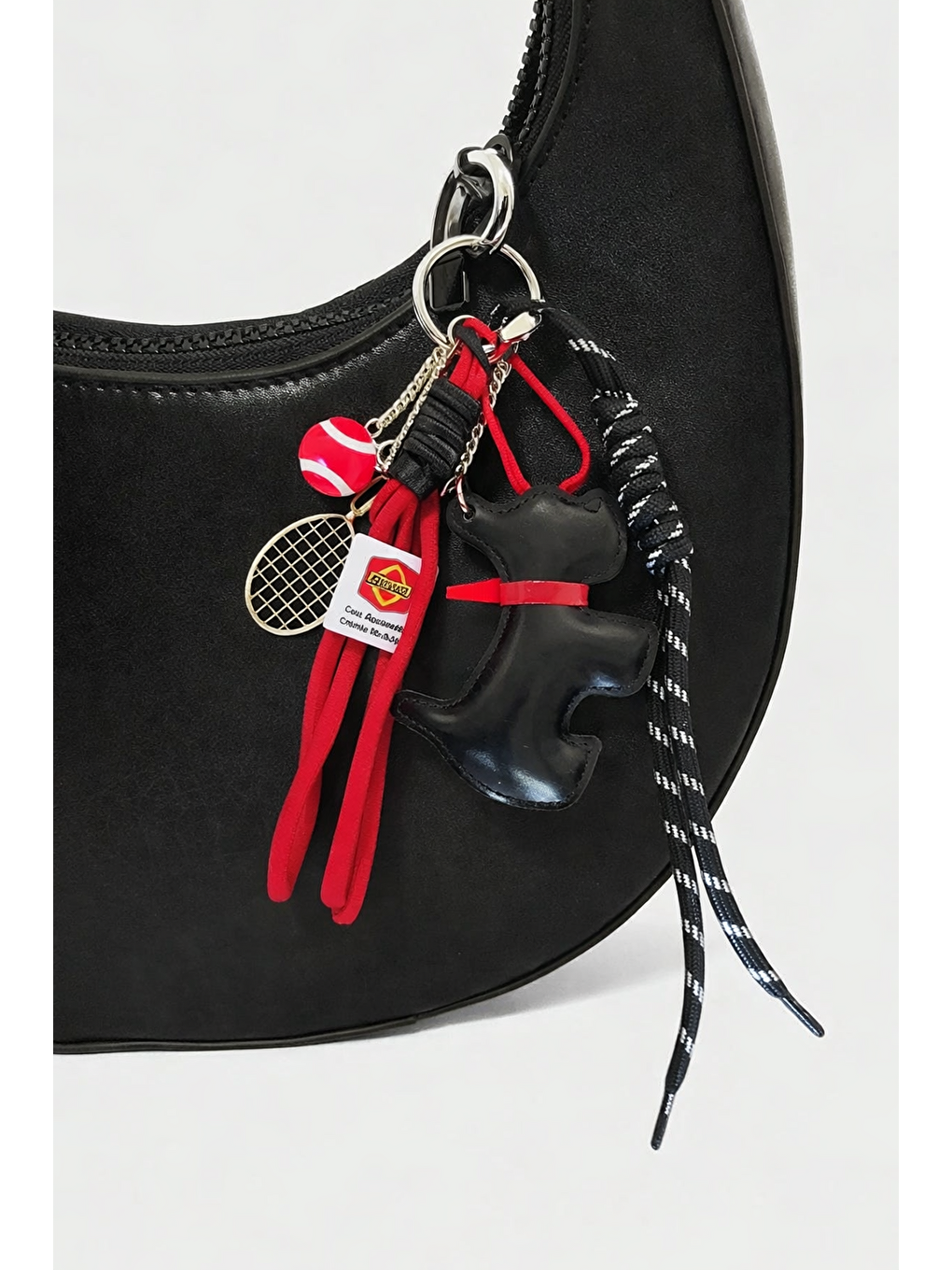 Siyah Tenis Ve Köpek Charm Anahtarlık