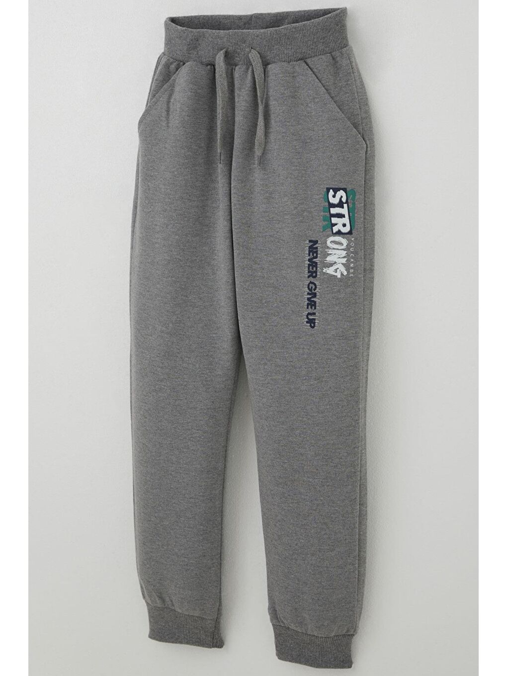 Erkek Çocuk Eşofman Takım Kapüşonlu Yazı Baskılı Cepli Zümrüt Yeşili (8-14 Yaş)-6