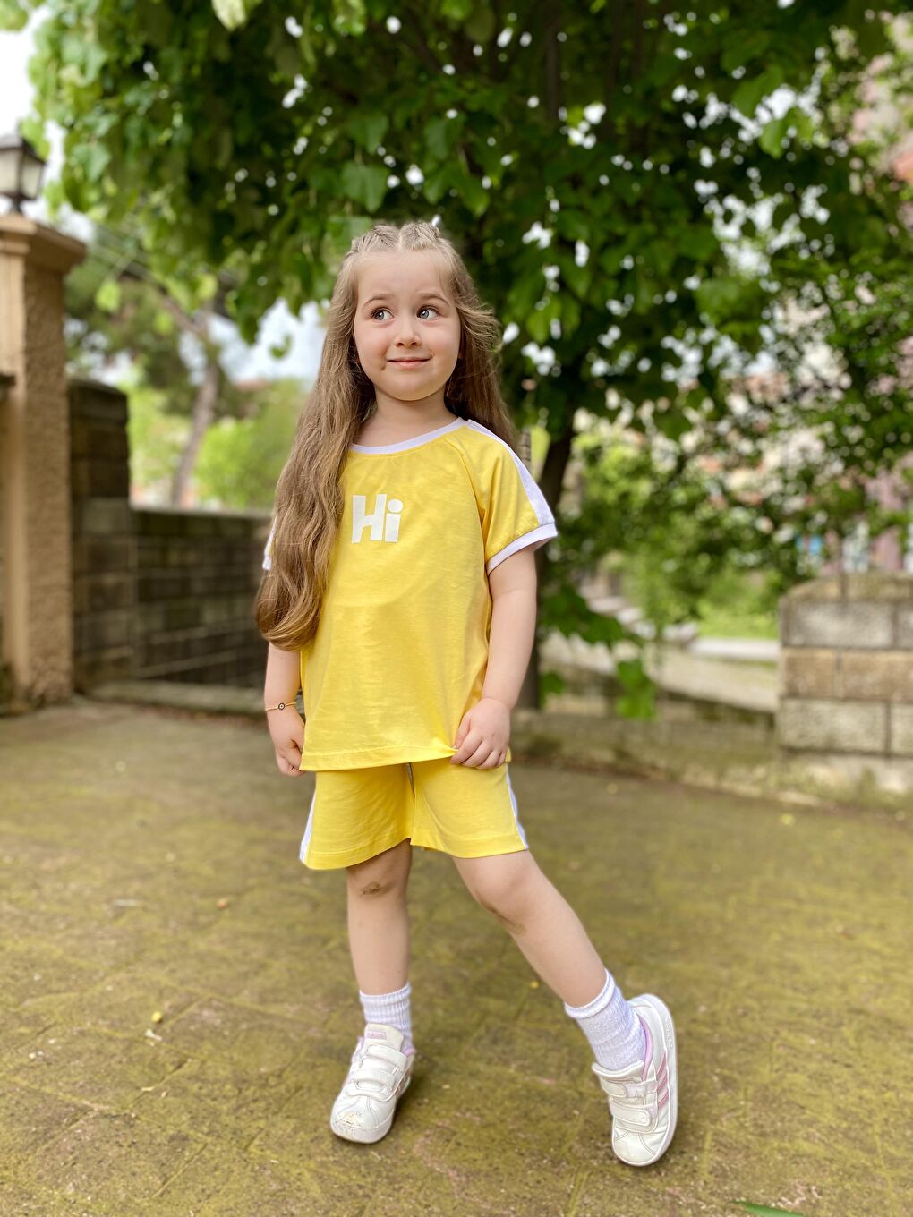 Sarı Hi Baskılı Oversize Takım-2