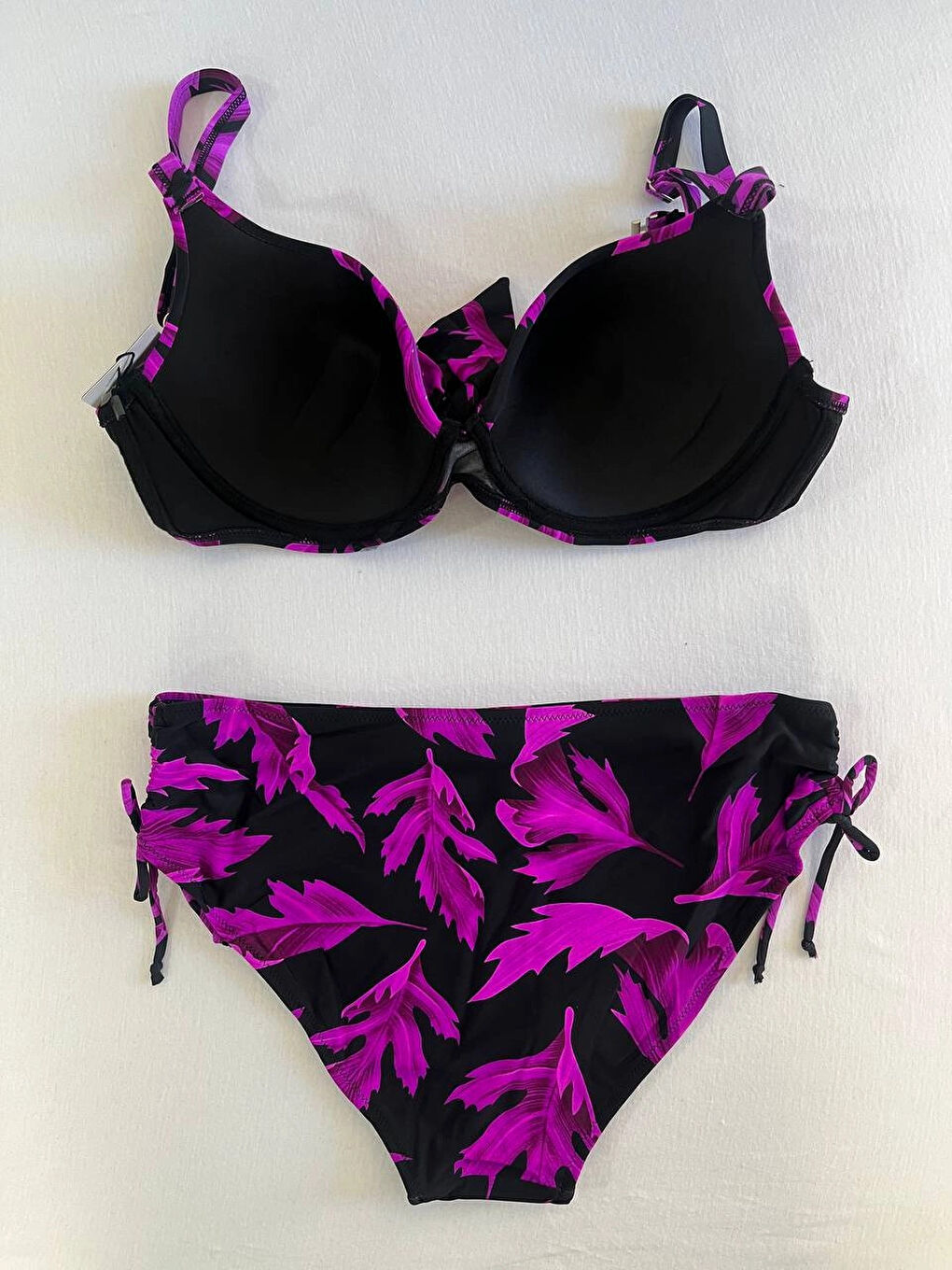 Kadın Siyah Mor Taş İşlemeli Büyük Beden Bikini Takım HZL25S-LC3337-4