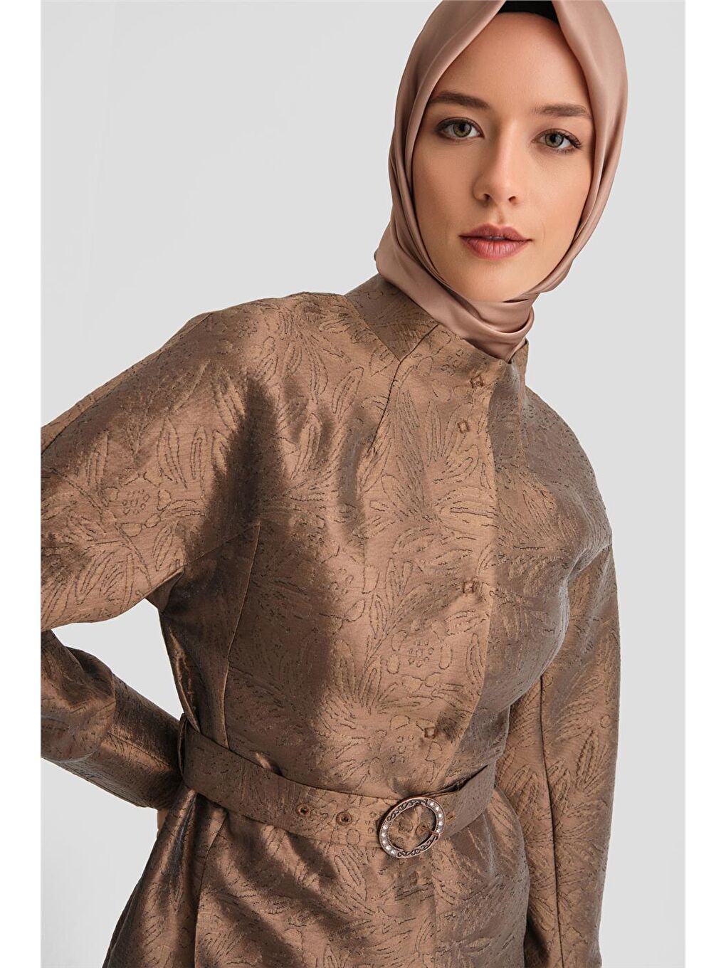 Kahverengi Taşlı Tokalı Jakar Kap 24K7505 Bronz