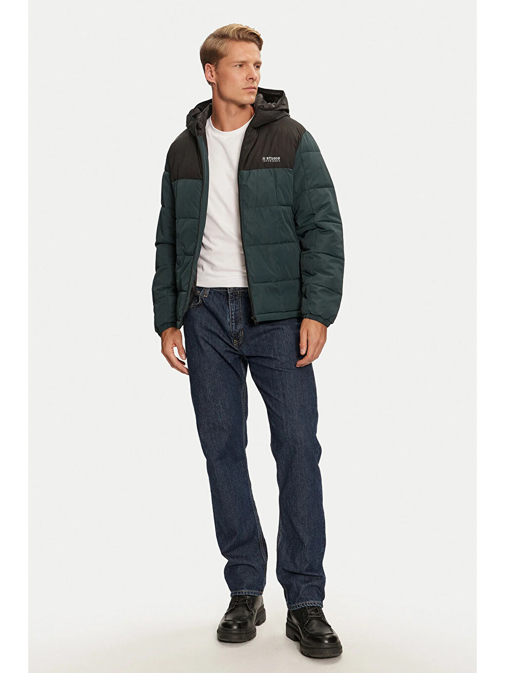 Jack & Jones Koyu Yeşil Jjben Comfort Fit Kapüşonlu Erkek Mont 12256905 - 2