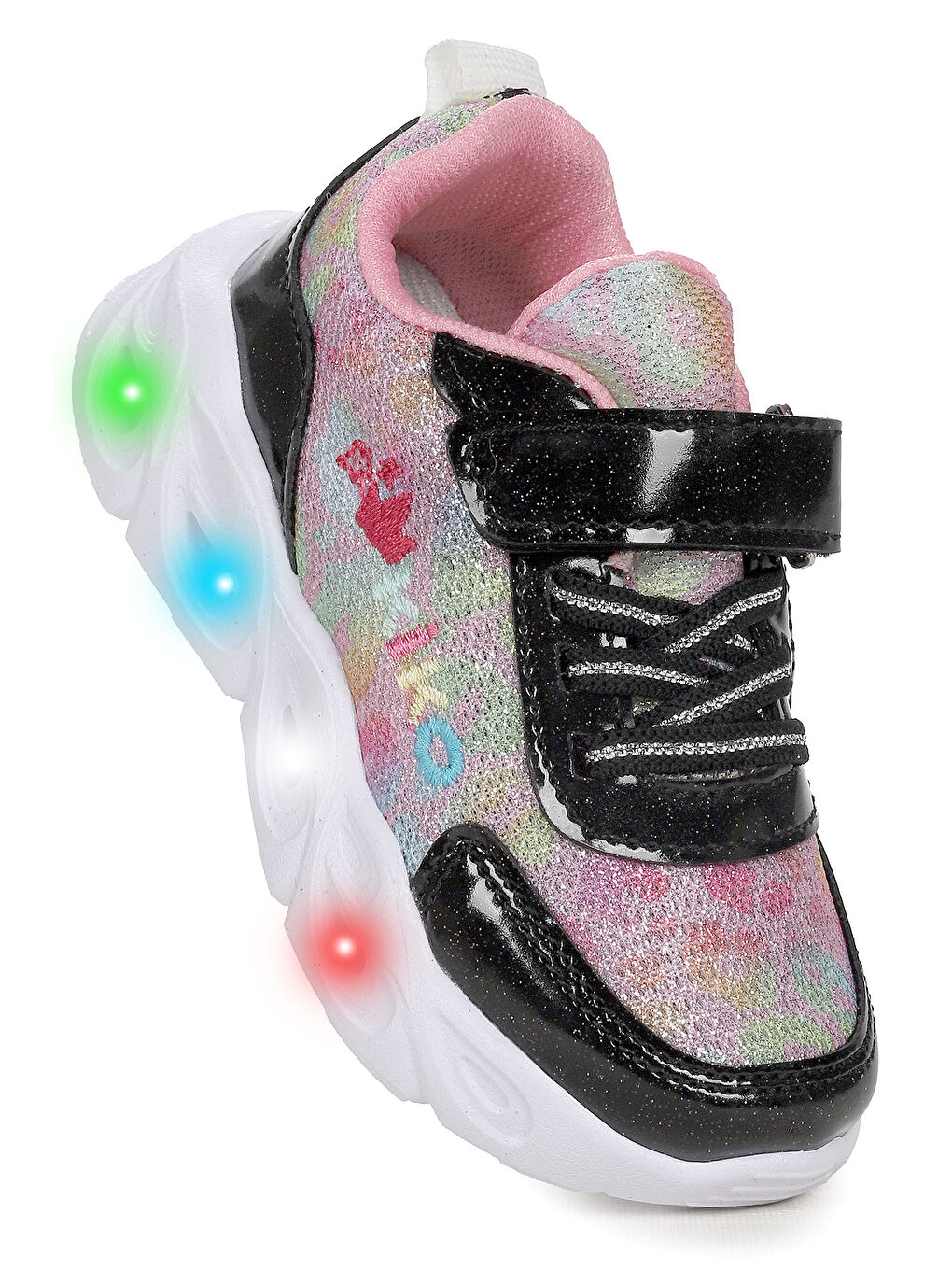 Siyah Teno Cırtlı Işıklı Kız Bebek Spor Ayakkabı
