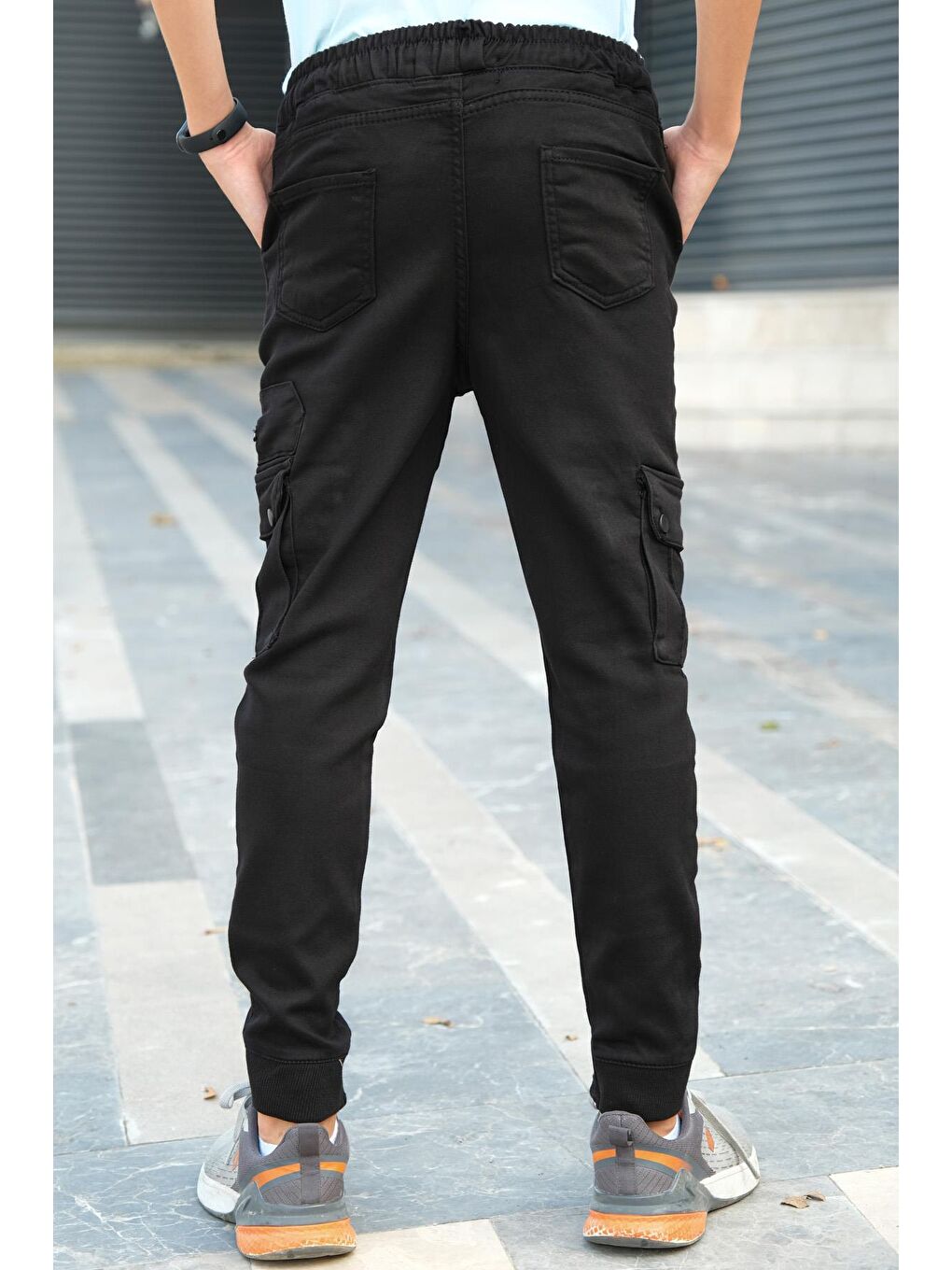 Siyah Erkek Çocuk Kargo Pantolon Kanvas Elastanlı-3